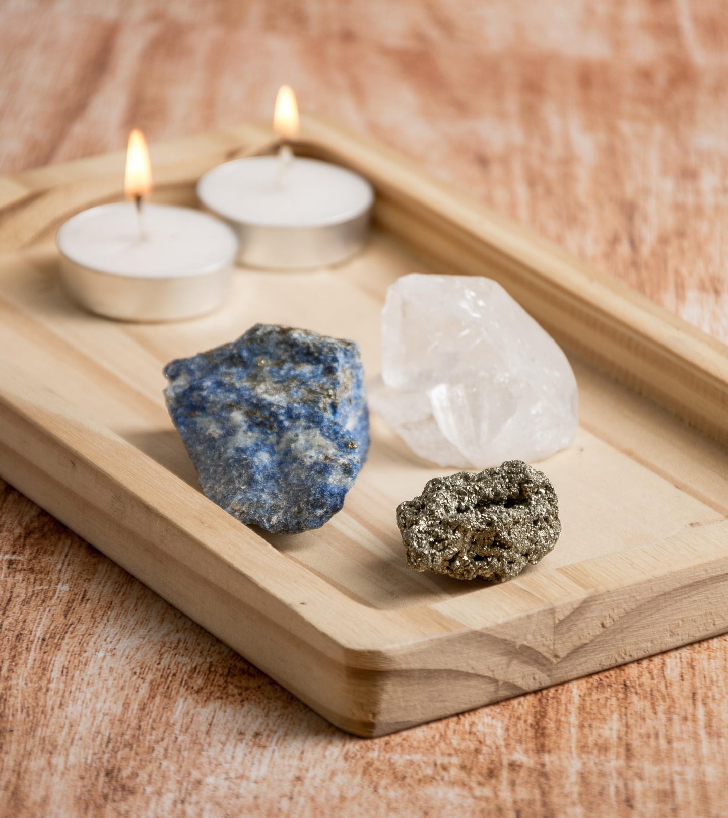5PCS SAMSARI Abundance XL Crystals Healing Set - (Pyrite, Lapis Lazuli, Clear Quartz), 1 Palo Santo Stick SAMSARIBuy Supplements Australia