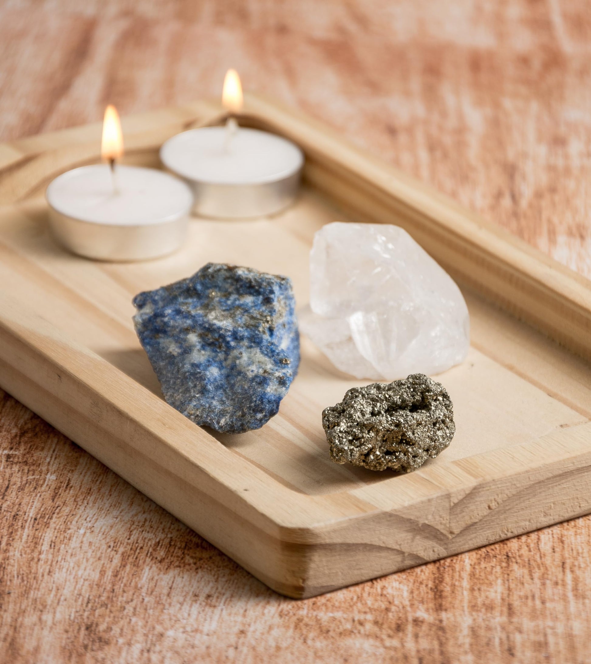5PCS SAMSARI Abundance XL Crystals Healing Set - (Pyrite, Lapis Lazuli, Clear Quartz), 1 Palo Santo Stick SAMSARIBuy Supplements Australia