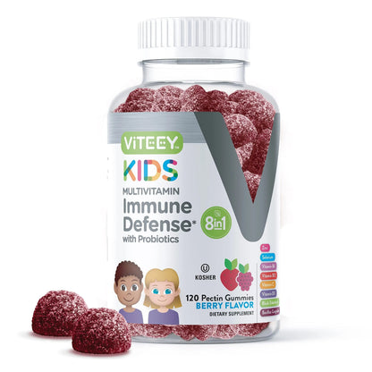 Viteey Kids Multivitamin Gummies with Probiotics - 8-1 Kids Vitamins for Immune Health Support with Vitamin C, D3, B12, B6 Viteey