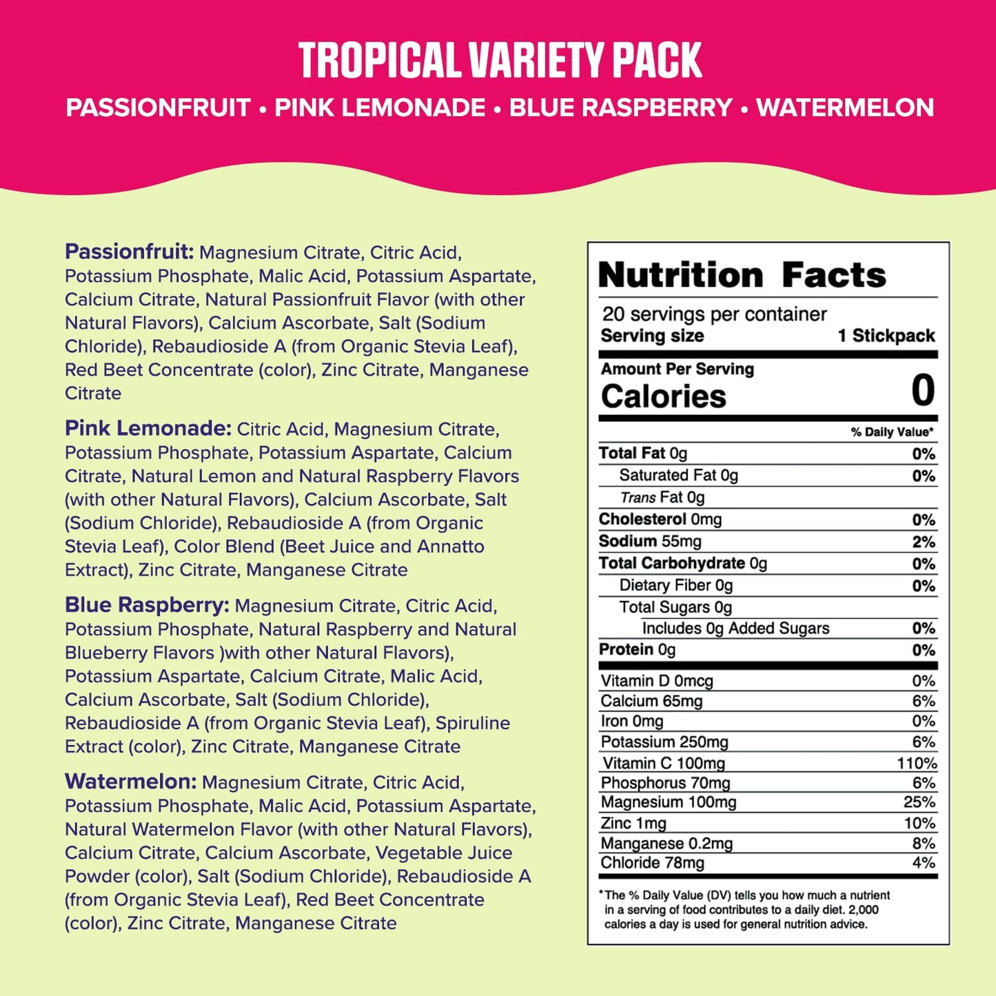 Ultima Replenisher Daily Electrolyte Drink Mix – Tropical Variety, 20 Stickpacks – Hydration Ultima ReplenisherBuy Supplements Australia