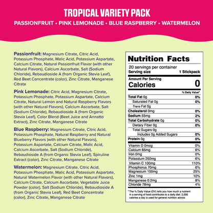 Ultima Replenisher Daily Electrolyte Drink Mix – Tropical Variety, 20 Stickpacks – Hydration Ultima ReplenisherBuy Supplements Australia