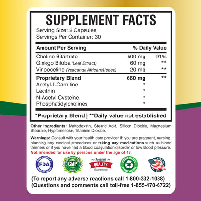 America Medic & Science Cavintona Advanced Supplement – Vinpocetine 20mg for Memory, Recall & Brain Health – Supports Cognitive Function, Focus, Mental Clarity & Blood Flow – 60 Capsules America Medic & ScienceBuy Supplements Australia