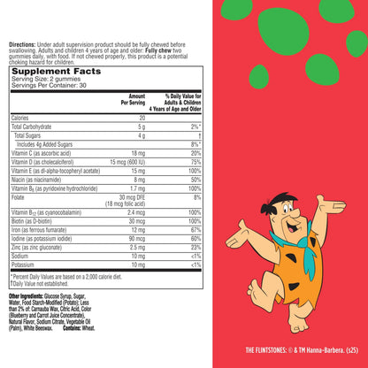 Flintstones Vitamins for Picky Kids + Iron, Kids Multivitamin Gummies with Vitamin C, D, E, B6 and Iron, Gummy Vitamins, Grape Flavored, 60 Gummies Flintstones VitaminsBuy Supplements Australia