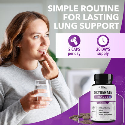 Real Science Oxygenate Miracle – Daily Lung & Circulation Support Supplement for Breathing Comfort and Energy – Supports Respiratory Function and Overall Wellness, 60 Caps Real Science NutritionBuy Supplements Australia