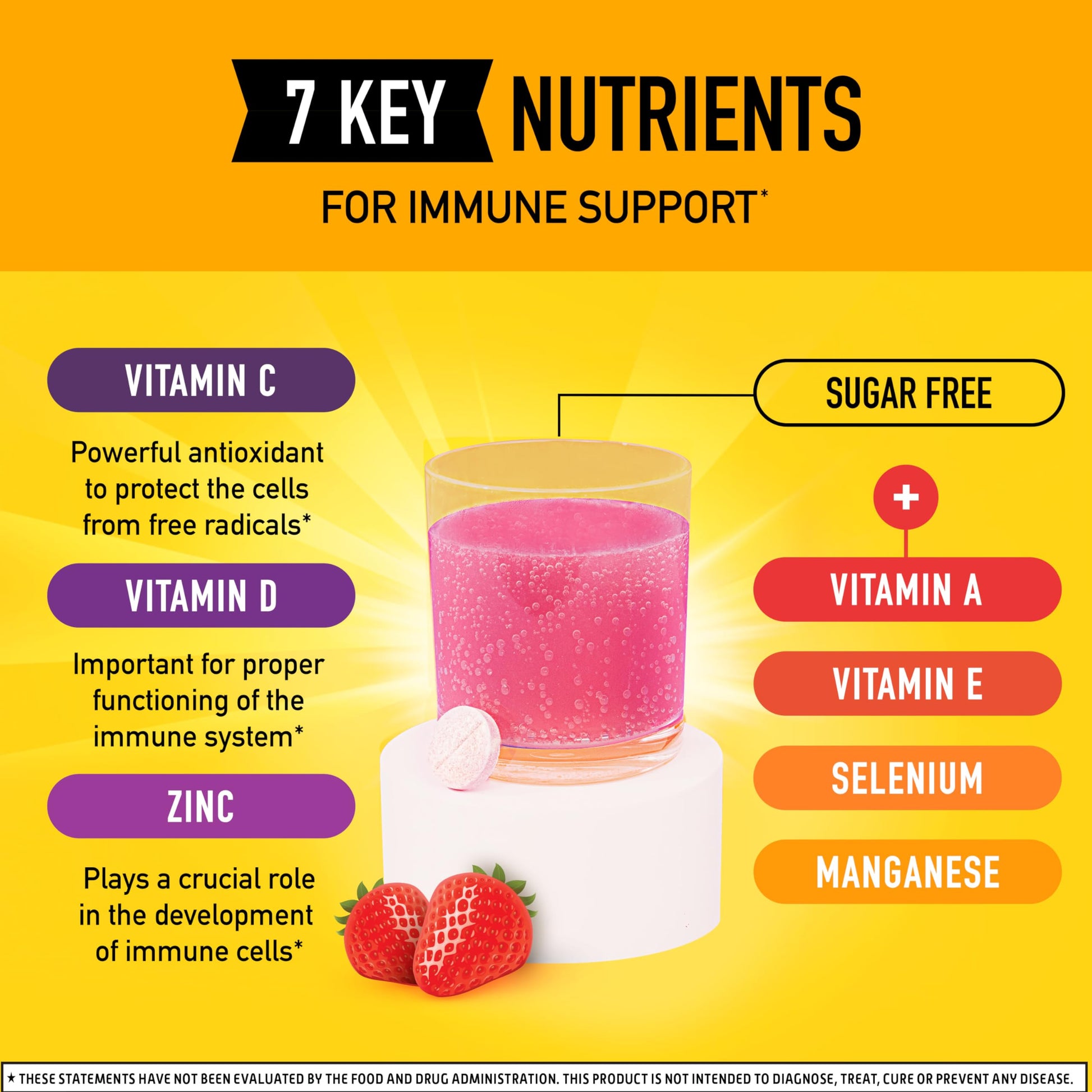 Vitamin C 1000mg (per serving) - Airborne Very Berry Effervescent Tablets (36 count in a box), Gluten-Free Immune Support Supplement, With Vitamins A C E, ZINC, Selenium, Echinacea & Ginger AirborneBuy Supplements Australia