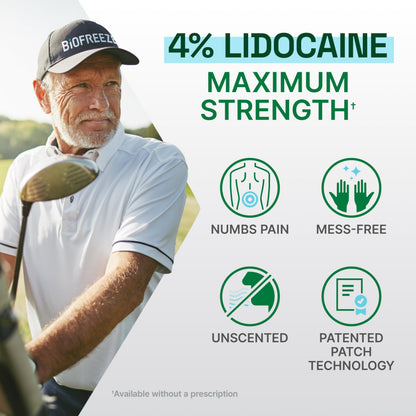 Biofreeze Ultraflex Maximum Strength 4% Lidocaine Patches, Non-Menthol, Flexible Pain Relief Patch for Lower Back, Lidocaine Patch for Neck, Knee, Shoulder, 4 Large Pain Patches BiofreezeBuy Supplements Australia