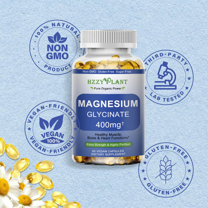 Magnesium Glycinate Softgels, High Absorption Magnesium Glycinate 400mg Supplement for Muscle, Heart, Sleep & Bone Support, Bisglycinate Softgel Capsules Supplement, Vegan, Non-GMO, 2 Month Supply HZZYPLANTBuy Supplements Australia