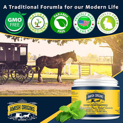 Amish Origins Arthritis Pain Relief Cream - 7 oz - Maximum Strength Deep Penetrating for Joint, Muscle, Knee, Back, Feet, Hand, Ankle, Aches, Neuropathy Amish OriginsBuy Supplements Australia