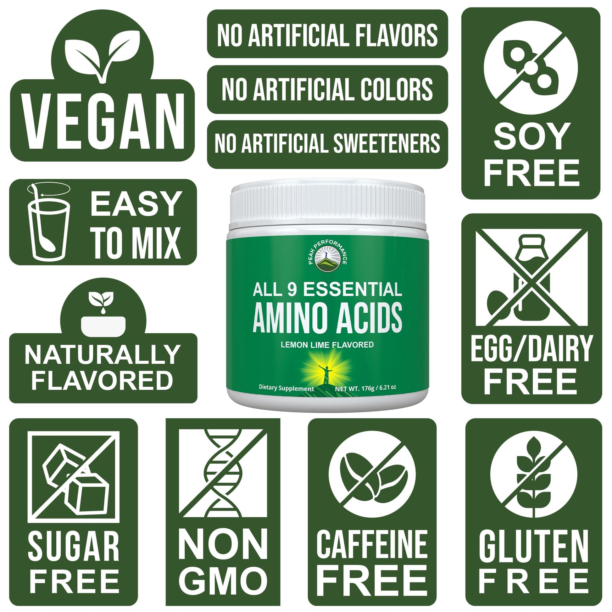 All 9 Essential Amino Acids Powder. Pre + During + Post Workout with EAAs + BCAAs for Energy, Muscle Growth, and Recovery. Non-GMO BCAA and EAA Powders for Men + Women. 3rd Party Tested. Lemon Lime Peak PerformanceBuy Supplements Australia