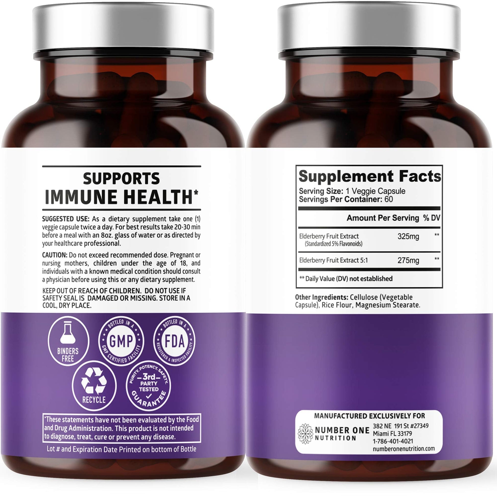 N1N Premium Black Elderberry Capsules for Adults [Max Strength] Pure and Potent Elderberry from Sambucus Nigra to Support Immunity & Skin Health, Non-GMO, Gluten Free, 60 Veg Caps Number One NutritionBuy Supplements Australia