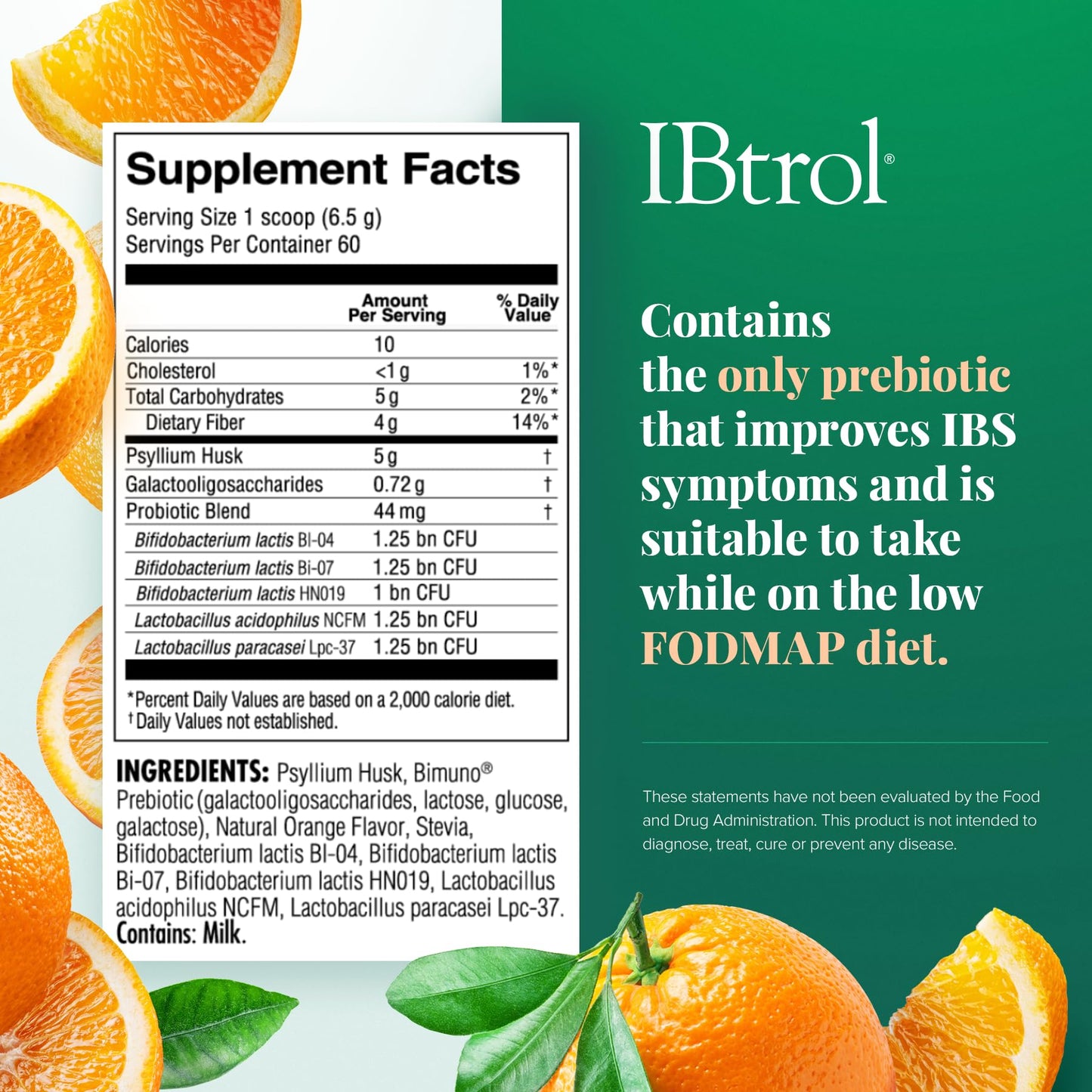 IBtrol® 3–in–1 IBS Gut Health Supplement with Psyllium, Prebiotic and Probiotics, Manages IBS Symptoms, Gas, Bloating, Diarrhea, Constipation, Abdominal Pain 60 Servings (Natural Orange Flavor) MedtritionBuy Supplements Australia