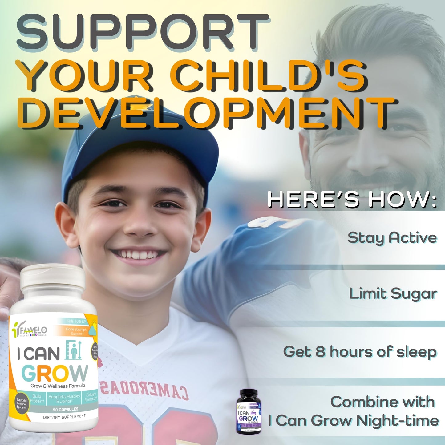 Fawelo I Can Grow (2 Pack) - for Kids 10+ and Teens | Enhances Natural Development | Strength Bone, Muscle & Joints | Immunity & Overall Health | Transparent Ingredients | Made in the USA FaweloBuy Supplements Australia
