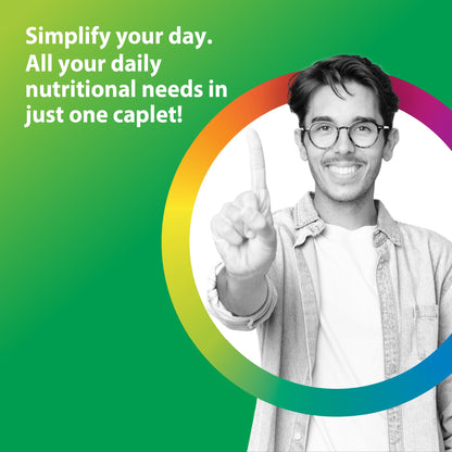 Rainbow Light Mens Multivitamin One + | 150 Caplets | Supports Cellular Energy & Immune Health | with Vitamins C, D, and Zinc | Real Food Nutrients