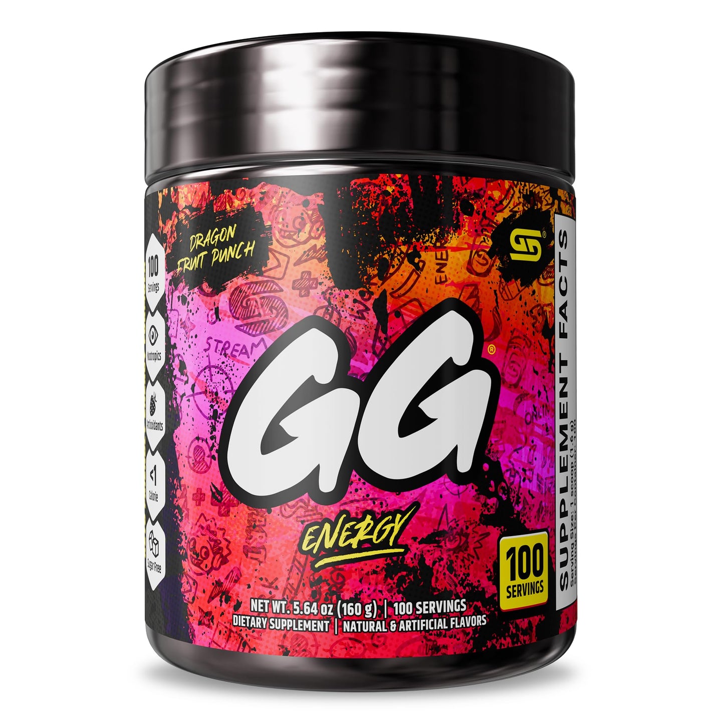 Gamer Supps GG Energy - Dragonfruit Punch (100 Servings) - Keto Friendly Gaming Energy and Nootropic Blend, Sugar Free + Organic Caffeine + Vitamins, Powder Drink Gamer SuppsBuy Supplements Australia
