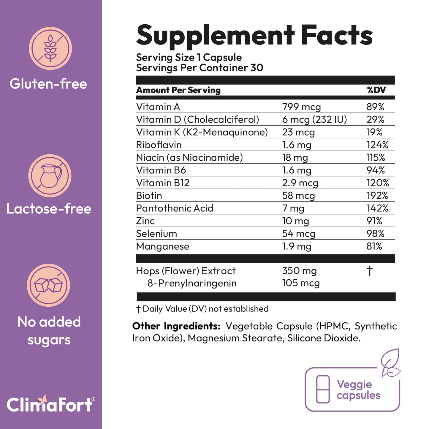 Climafort 60 Day Supply | Menopause Relief Pills | Natural Relief for Hot Flashes, Night Sweats, Mood Swings & Hormone Balance | Hops, Vitamins, and Minerals | 1 Capsule Daily ClimafortBuy Supplements Australia