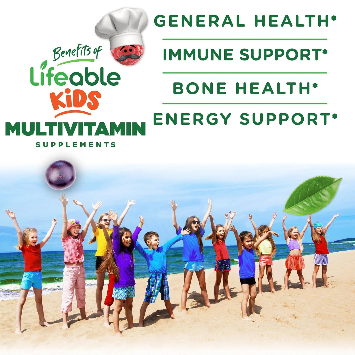 Lifeable Kids Multivitamin with Iron Gummies | Great Tasting Vitamins for Kids | Vegetarian Non-GMO Childrens Multivitamin | 90 Gummies LifeableBuy Supplements Australia