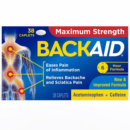 Backaid Maximum Strength Aspirin-Free Pain Relief from Backache, Sciatica and Leg Pain, Powerful Combination, Long-Lasting 6 Hour Formula, 38 Count BackaidBuy Supplements Australia