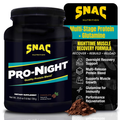 SNAC Pro-Night Protein Powder Blend - Quality Protein Powder for Men and Women, Nighttime Recovery, High Protein Supplement, Supports Muscle Repair, 26g Protein per Serving, Chocolate Flavor, 1.6 lbs SNACBuy Supplements Australia