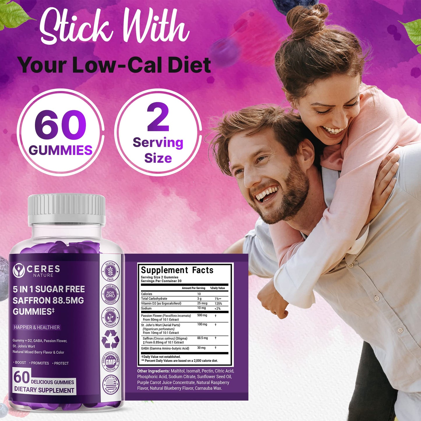 Premium Saffron Extract 88.5mg** Gummy - Appetite Control, Eye Support, Boost Energy Ceres NatureBuy Supplements Australia