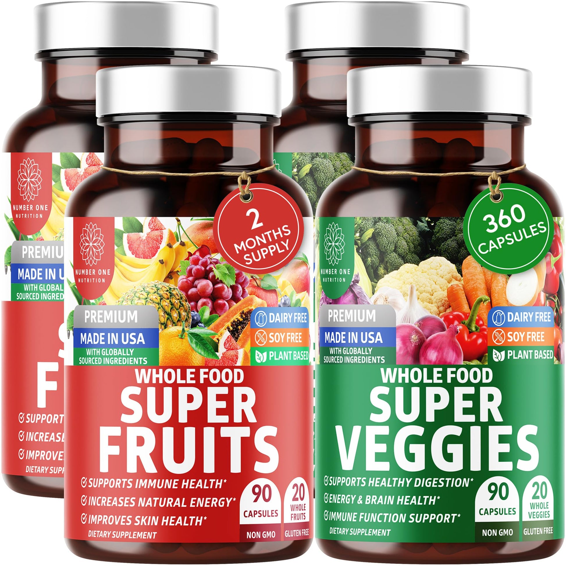 4-Pack N1N Premium Super Fruits & Veggies Supplement, 360 Caps, Whole Food & Natural Superfood for Women, Men & Kids - Packed with Aloe Vera, Vitamins & Minerals, Better Than Multivitamins,100% Vegan Number One NutritionBuy Supplements Australia
