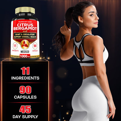 Mecisco 11 in 1 Citrus Bergamot Supplement 1000mg with Black Chokeberry, Berberine HCl & More - 90 Capsules - Supports Heart Health, Immune System, Energy Production MeciscoBuy Supplements Australia