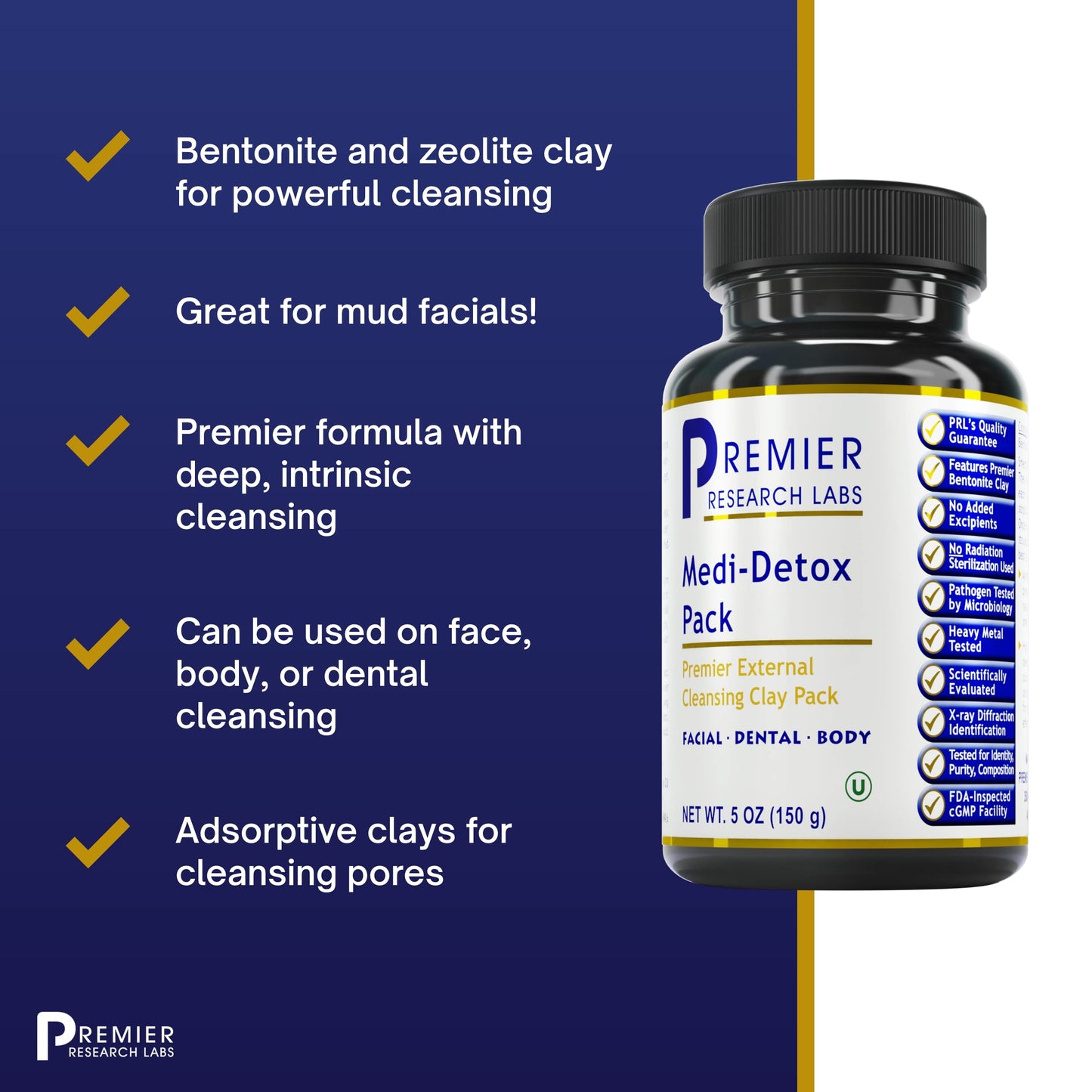 Premier Research Labs Medi-Dental Pack - Detoxifying Volcanic Clay - Dental & Body Cleansing - With Calcium Smectites Silica & Mineral Oxides - 5 oz Premier Research LabsBuy Supplements Australia