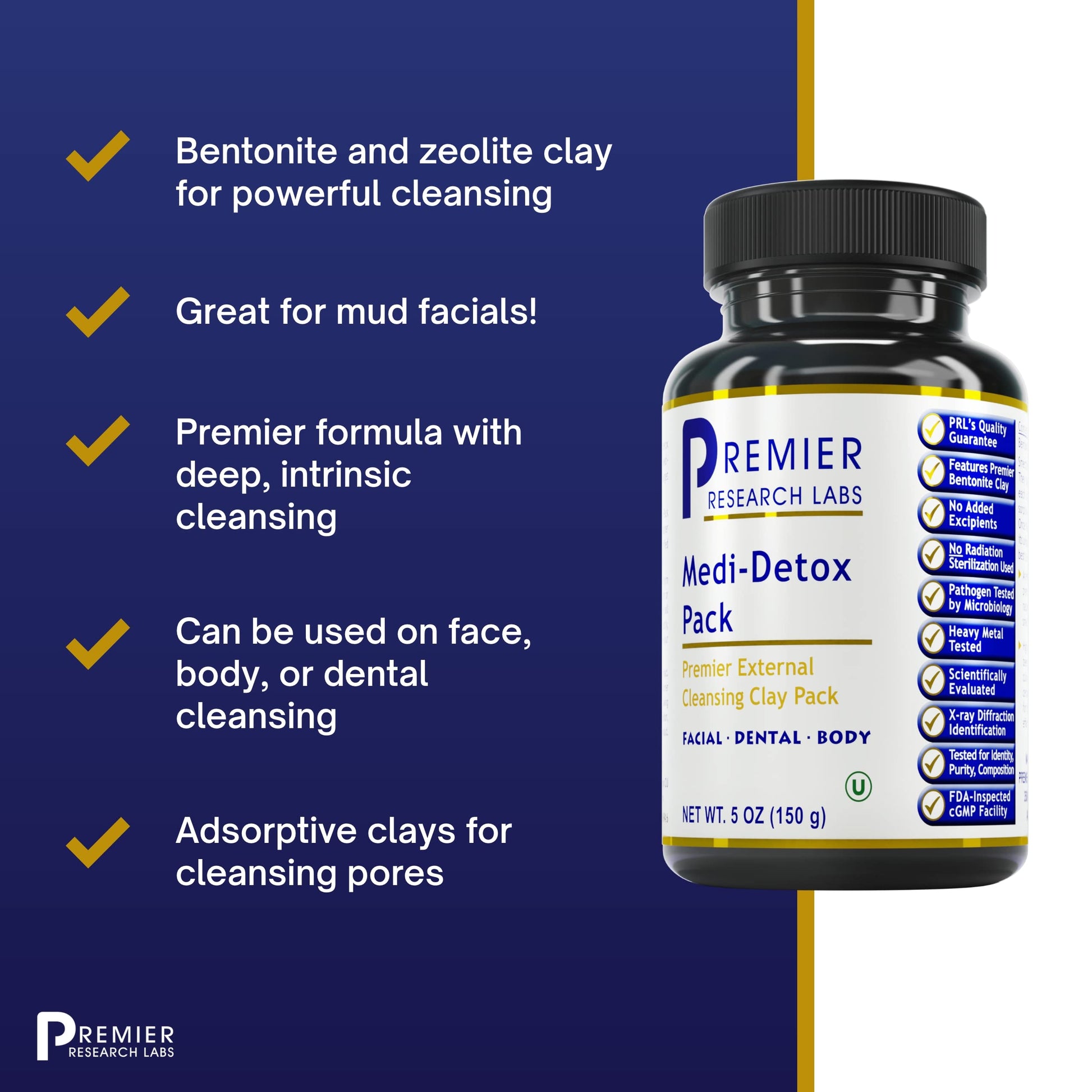 Premier Research Labs Medi-Dental Pack - Detoxifying Volcanic Clay - Dental & Body Cleansing - With Calcium Smectites Silica & Mineral Oxides - 5 oz Premier Research LabsBuy Supplements Australia
