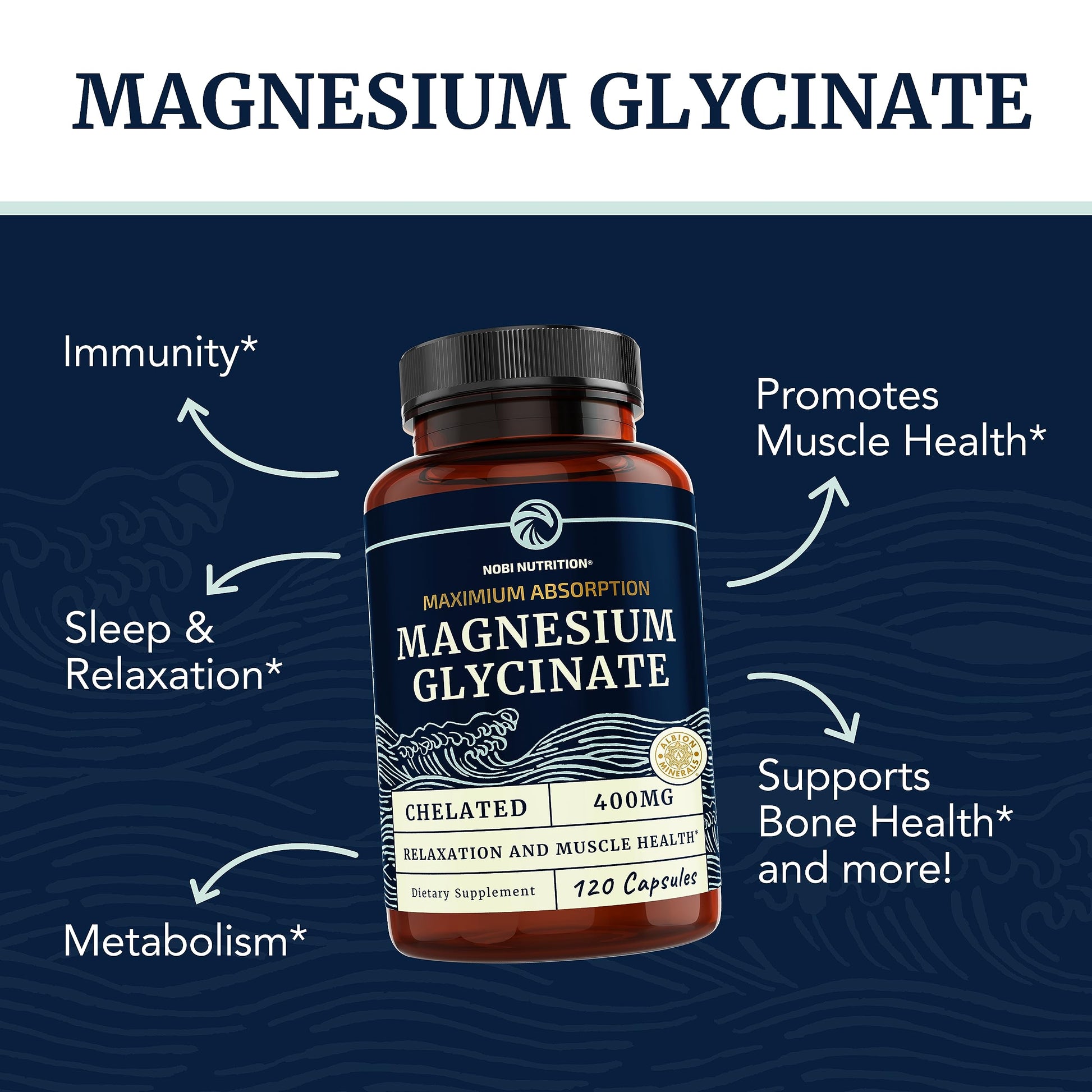 Magnesium Glycinate 400mg | Chelated Bisglycinate for Muscle Relaxation, Bones Nobi NutritionBuy Supplements Australia