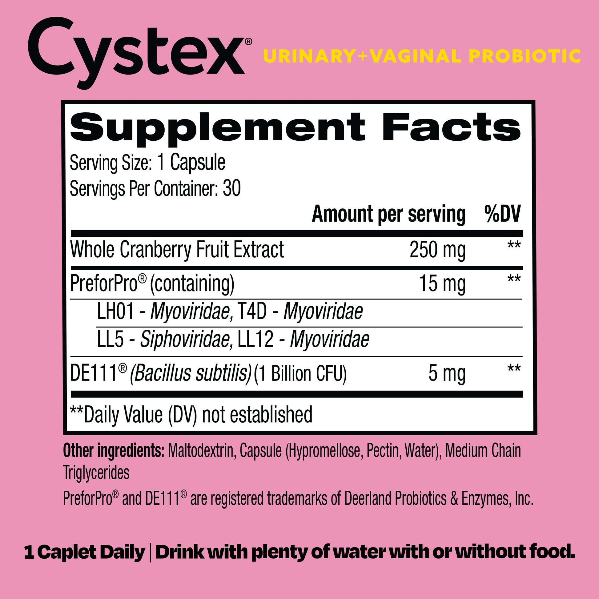 Cystex 3-in-1 Urinary Tract Probiotic for Women - Fast-Acting UTI & Yeast Infection Support with Prebiotics, Probiotics, & Cranberry - Supports Vaginal pH & Flora Balance - 30 Capsules CystexBuy Supplements Australia