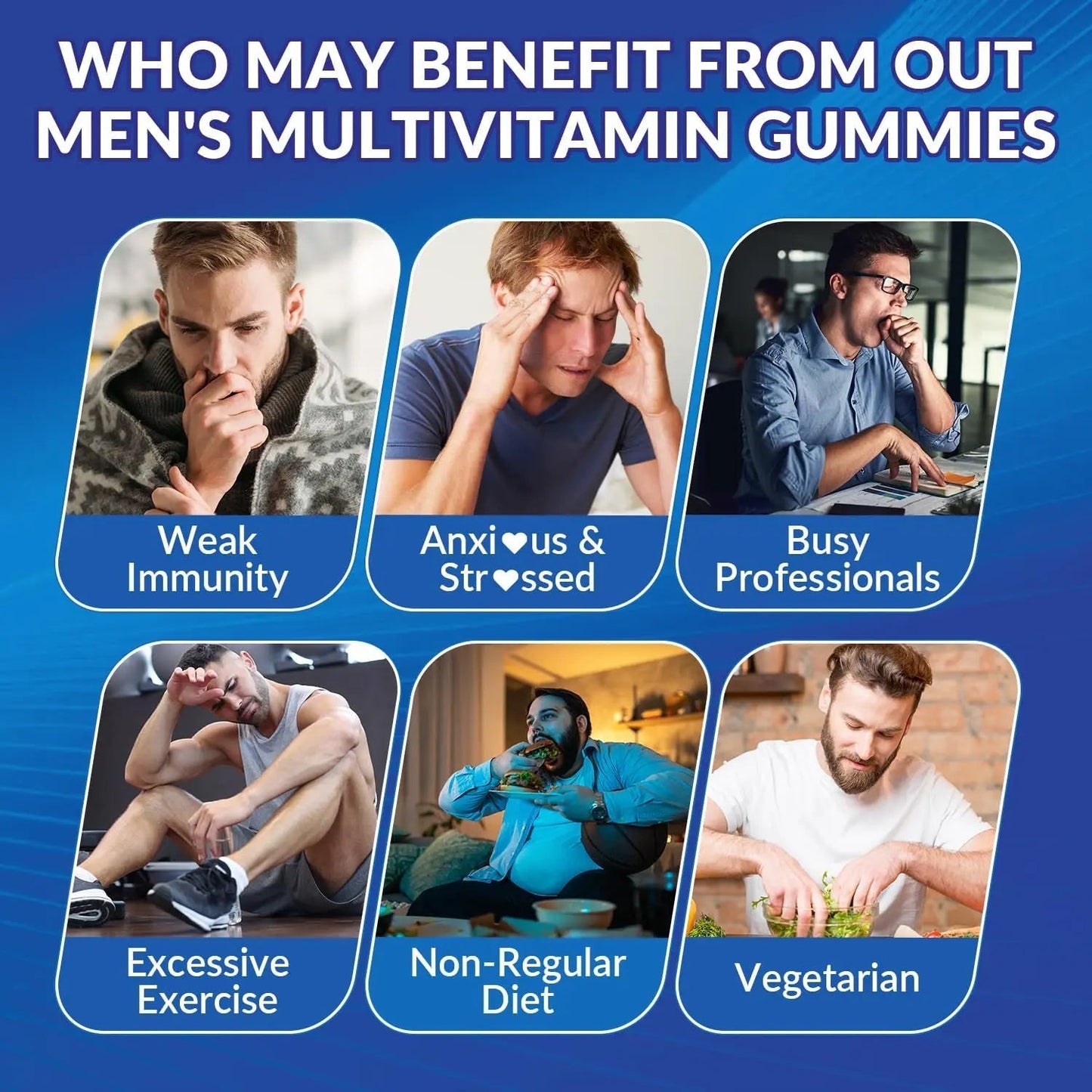 WEEVIT Mens Multivitamins Gummies, Omega 3, CoQ10, Turmeric, Lycopene, Digestive Enzymes, Daily Mens Vitamins A C D E B6 B12 WEEVIT