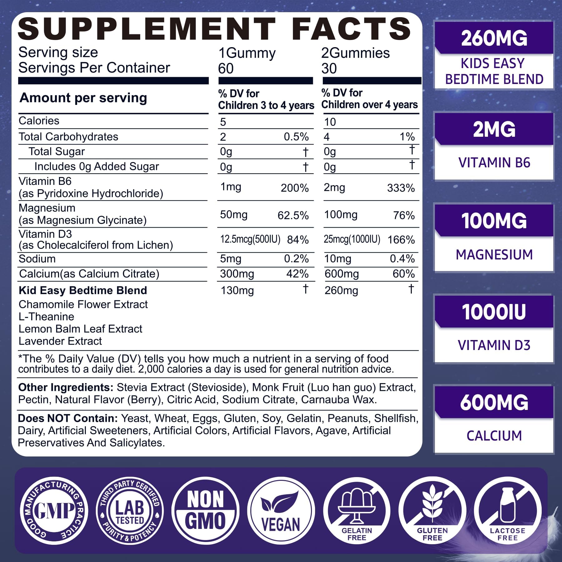 LILICARE Kids Sleep Gummies - Magnesium Glycinate Gummies, Melatonin Free Sleep Aid | Magnesium, Calcium, D3, B6, L Theanine | Kid Melatonin Alternative for Restful Sleep (Pack of 2) LILICAREBuy Supplements Australia