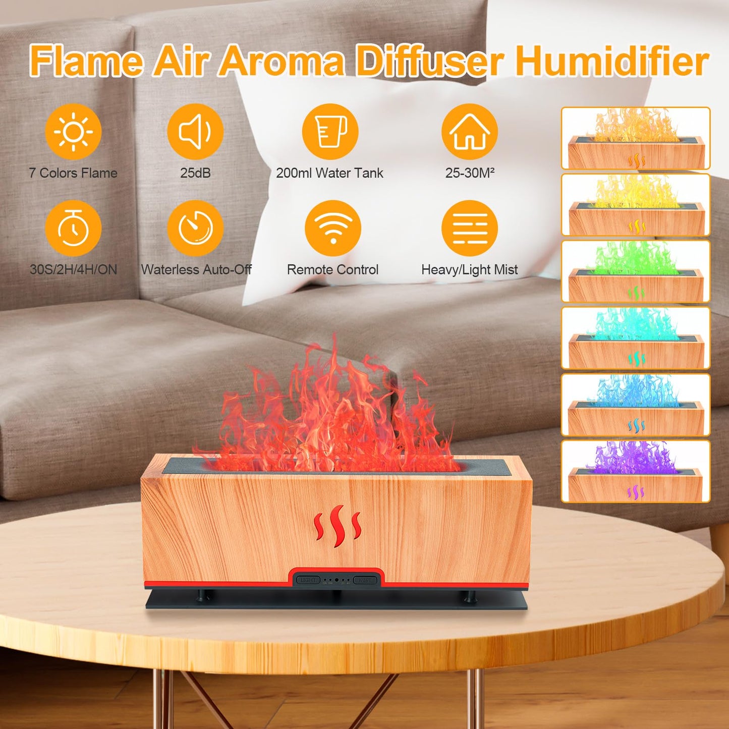 WENPHONE Upgraded 7 Color Essential Oil Diffusers, Flame Air Aroma Diffuser Humidifier, 200ml WENPHONEBuy Supplements Australia