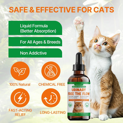 Cat Bladder Remedy for Stones & Crystals, Kidney StonesDissolver forCat- Urinary Free The Flow - Cat Urinary Tract Infection Treatment for Stones, Herbal CatUTI Remedy for Stone Relief & Prevention QanorethBuy Supplements Australia