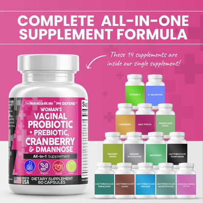 Vaginal Probiotics For Women + Prebiotics 20 Billion Cranberry Pills 30,000mg w/ D-Manno Clean NutraceuticalsBuy Supplements Australia