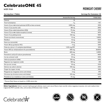 Celebrate Vitamins CelebrateONE 45 Chewables, 45mg Iron - Once Daily Bariatric Multivitamin, Essential Vitamins & Minerals Celebrate Bariatric SupplementsBuy Supplements Australia