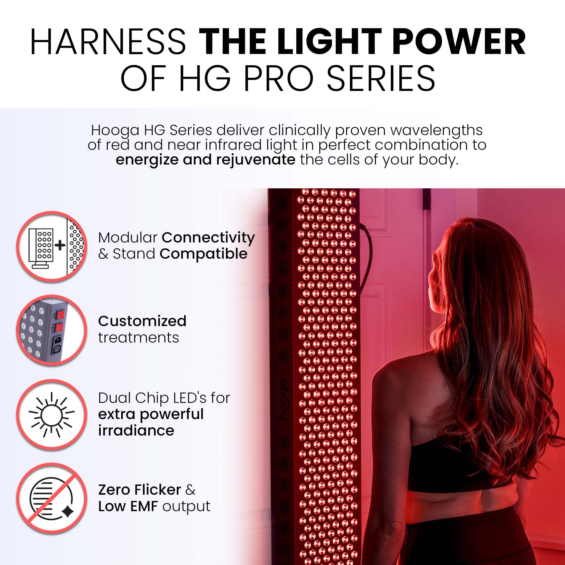 Hooga Red Light Therapy, 660nm 850nm Red Near Infrared, Dual Chip LEDs, Modular, 150 LEDs hoogaBuy Supplements Australia