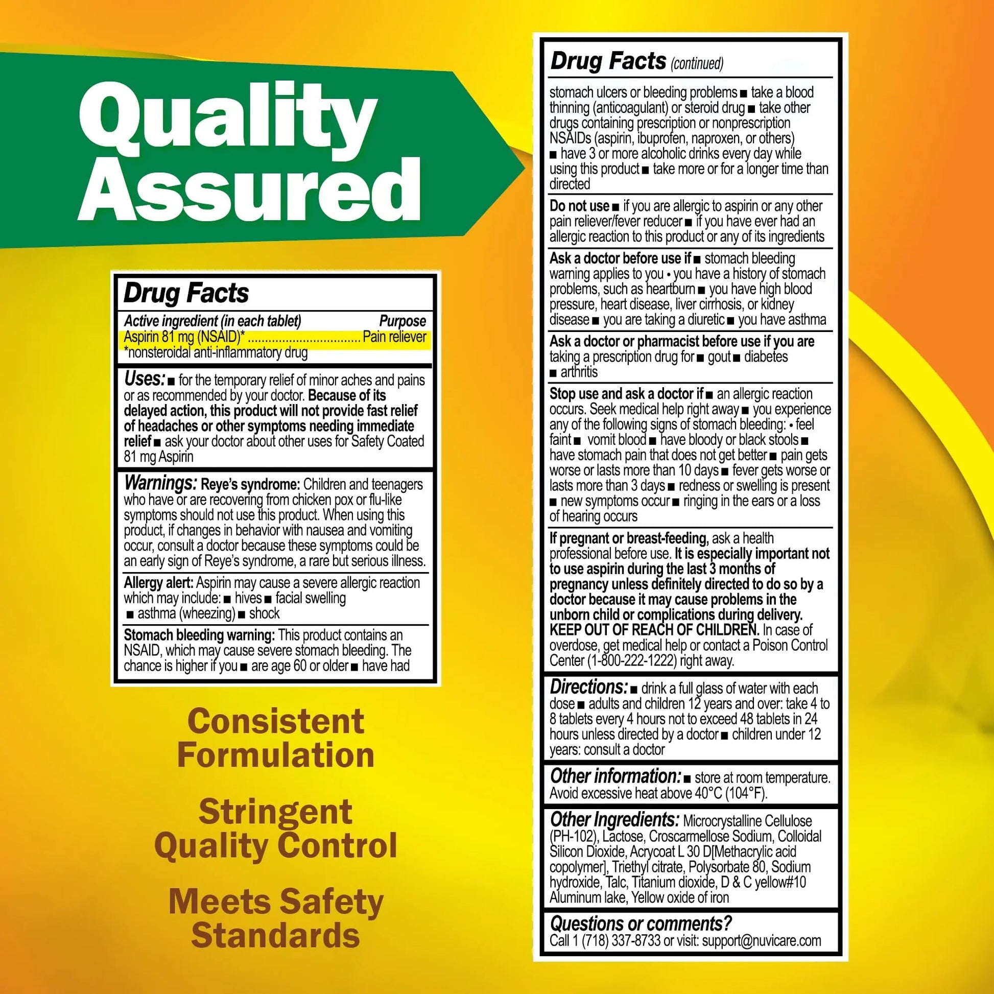 NUVICARE Low Dose Aspirin 81mg for Adults Coated Caplets - Compare to Active Ingredient in Low Dose Bayer Aspirin for Adults - Safety Coated (300 Count) NUVICAREBuy Supplements Australia