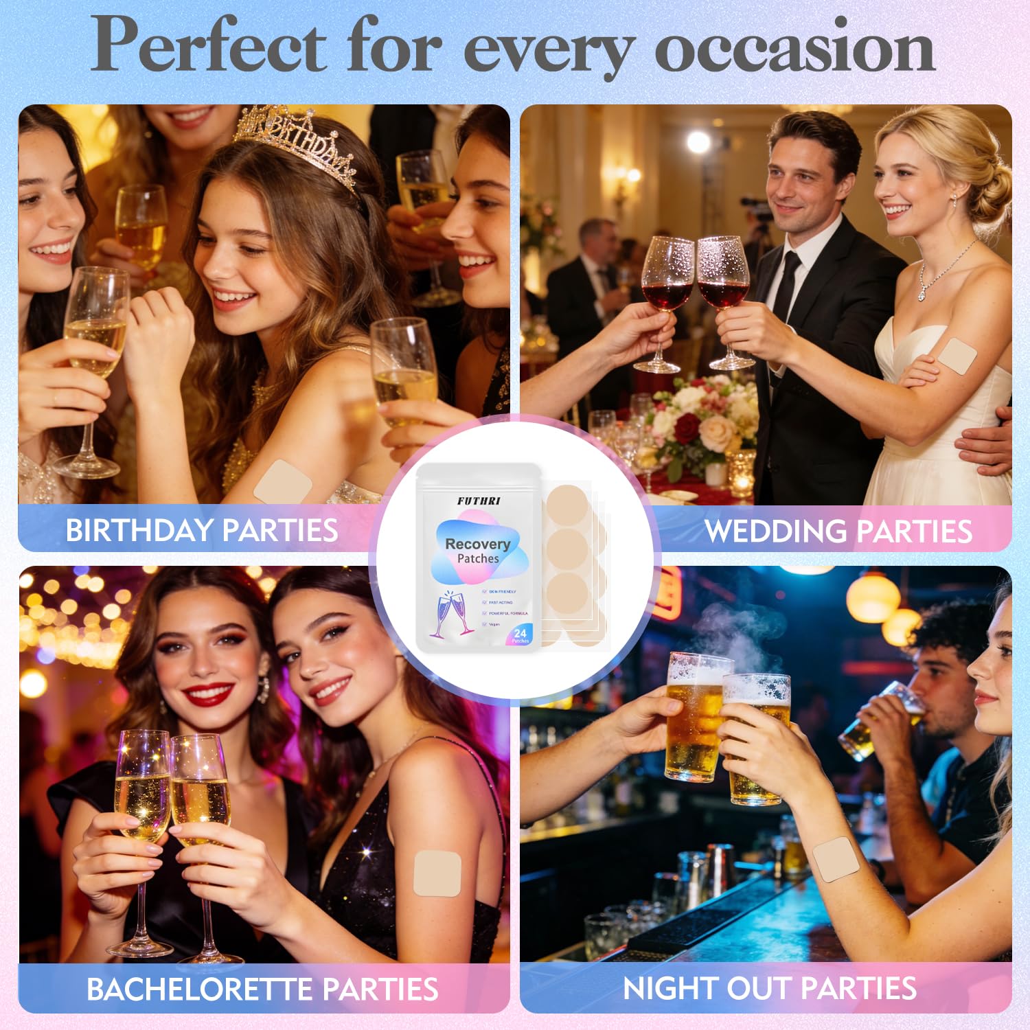 FUTHRI Recovery Patch 24 Pack: Wake Up Refreshed with Natural Ingredients - Waterproof & Skin-Friendly - Pre-Drink Patch for Festivals & Nights Out FUTHRIBuy Supplements Australia