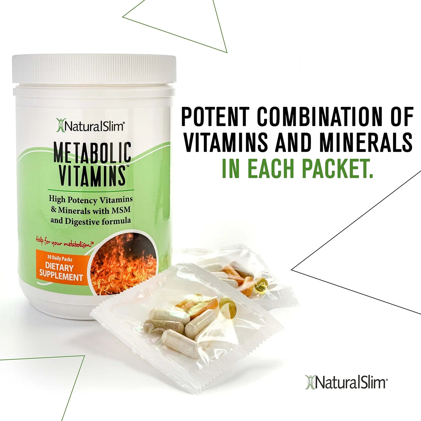 NaturalSlim Metabolic Vitamins - Combination of High Potency Multivitamins, Minerals, B Complex, Msm, & Digestive Formula Supplements NaturalSlim