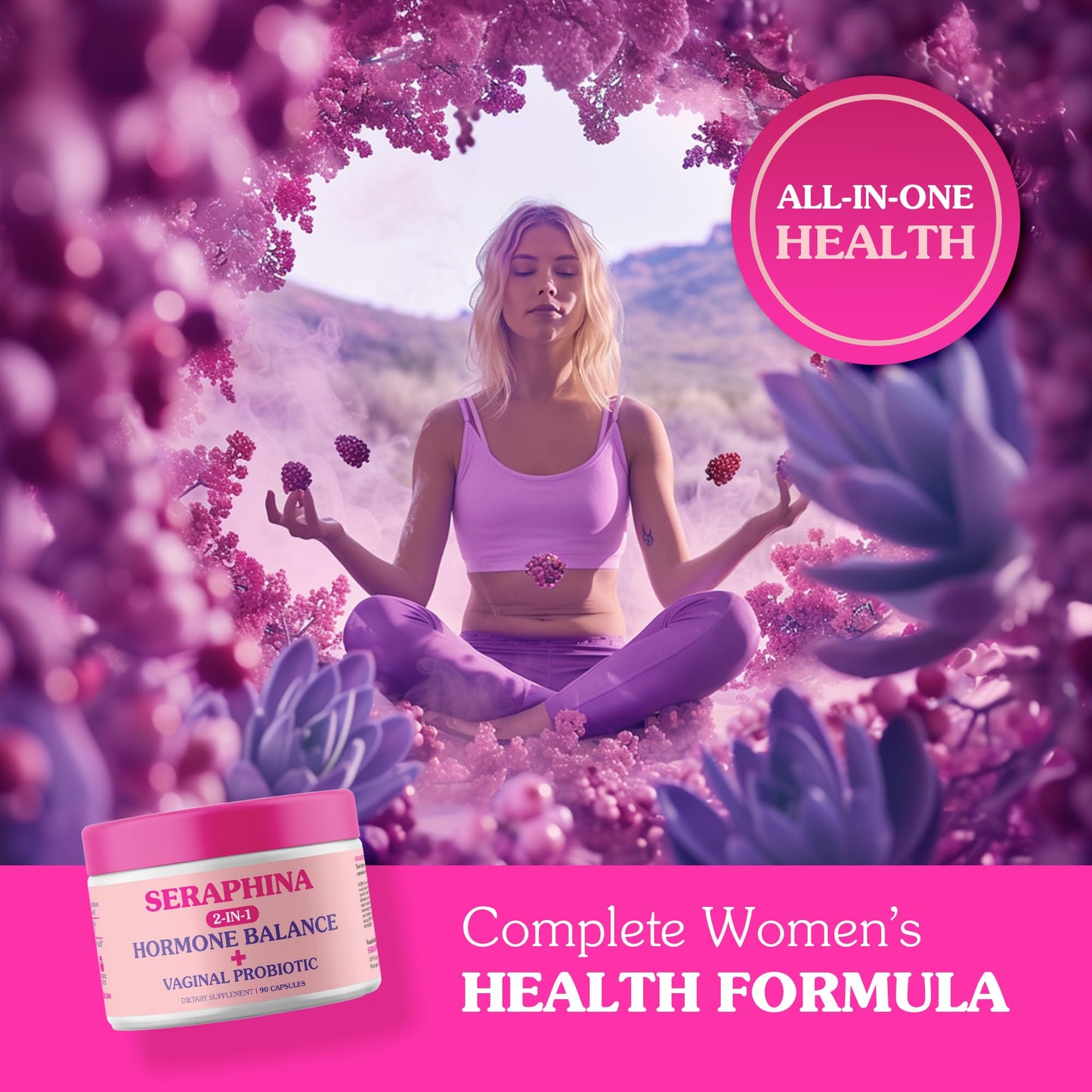 Seraphina 2-in-1 Vaginal Probiotics for Women + Hormone Balance - 90 Capsules for Complete Feminine SeraphinaBuy Supplements Australia