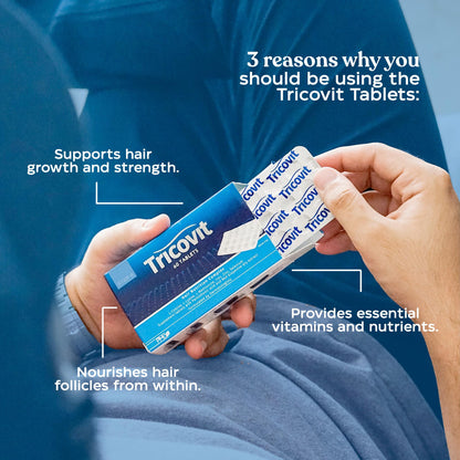 Tricovit Hair Growth Supplement - Nail & Hair Health Vitamins with Amino Acids, Minerals & Antioxidants - Dermatologist-Formulated & Gluten-Free Vitamins and Supplements for Women & Men (60 tablets) TricovitBuy Supplements Australia