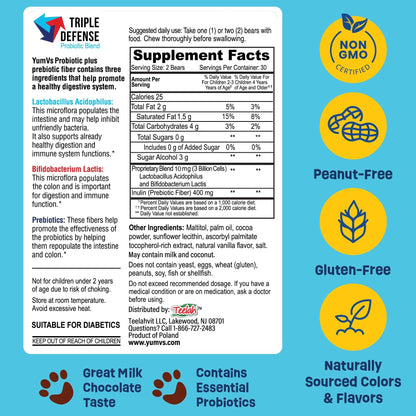 YUM-V'S Probiotics & Multivitamin Bundle for Kids – Probiotic with Prebiotic Fiber Chocolate Bears + Multivitamin & Multimineral with Iron Chewables – Digestive, Immune & Overall Health Support YUM-V'SBuy Supplements Australia