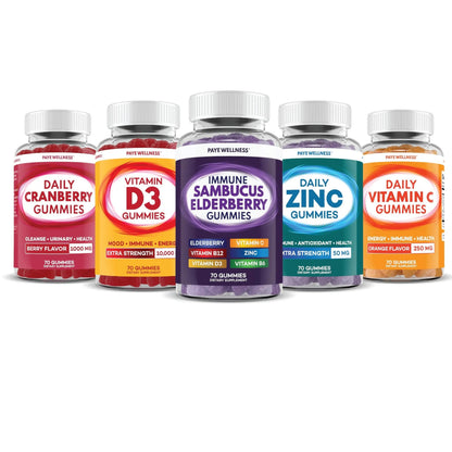 Elderberry Gummies Immune Support, Daily Support for Kids and Adults*, with Sambucus Elderberry, Zinc, Vitamin C, D3, B6, B12, Plus PAYÉBuy Supplements Australia