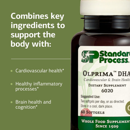 Standard Process Olprima DHA - Omega-3 Supplement for Heart & Brain Health - Gluten-Free, Non-Dairy & Non-Soy - 60 Softgels (30 Servings) Standard Process Inc.Buy Supplements Australia
