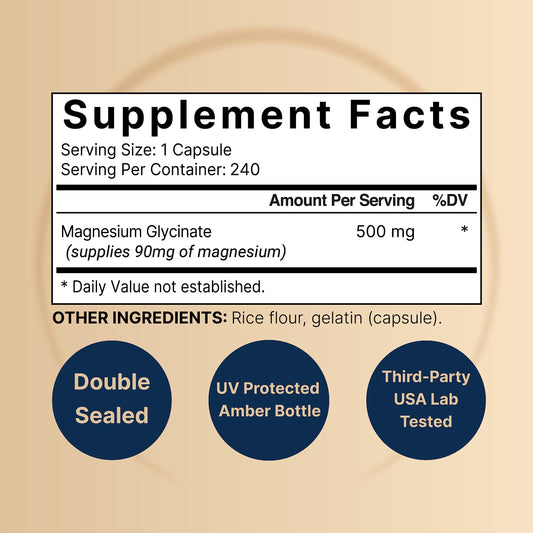 2 Pack Magnesium Glycinate 500mg, 480 Capsules – 100% Chelated for Max Absorption NatureBellBuy Supplements Australia