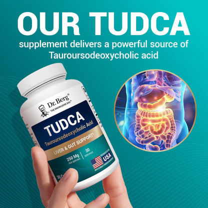 Dr. Berg TUDCA Supplement (Tauroursodeoxycholic Acid) - Powerful Formula for Liver Health, Bile Flow, Gallbladder Support