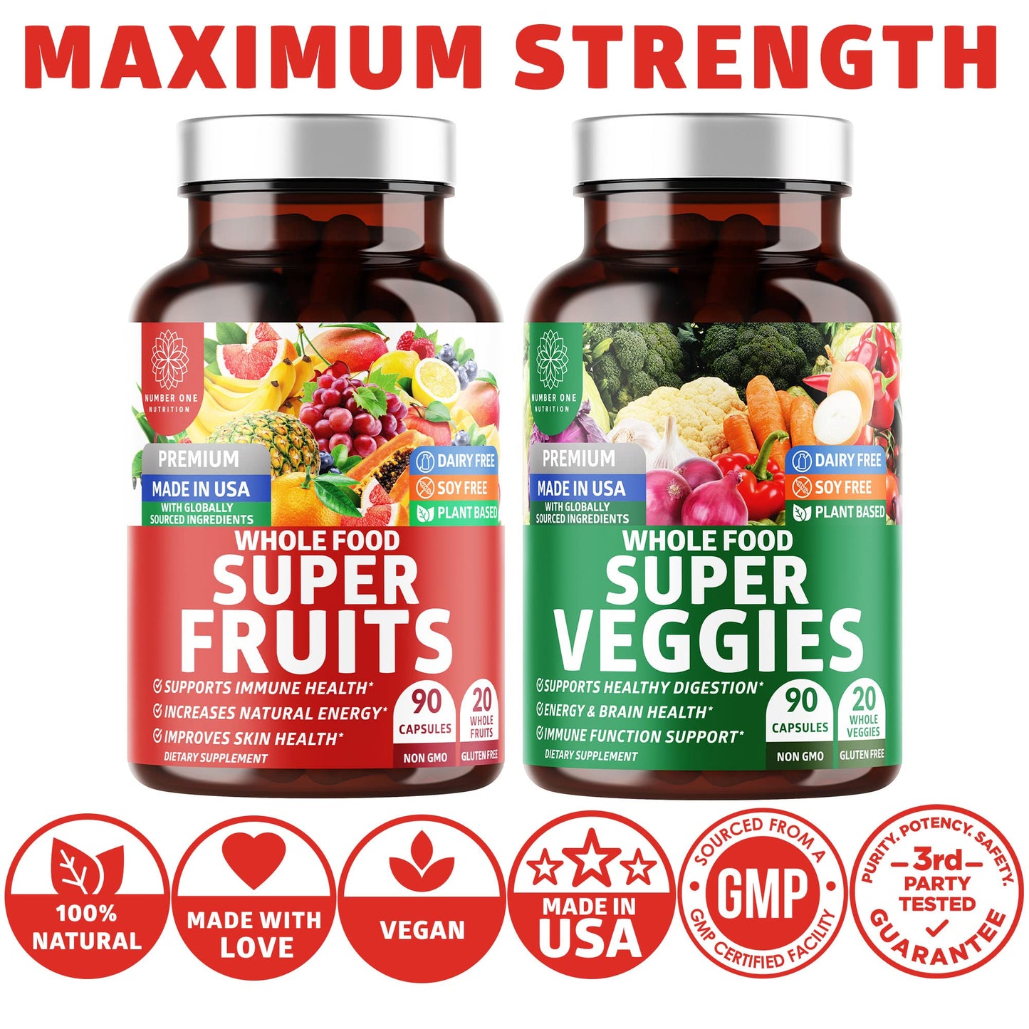4-Pack N1N Premium Super Fruits & Veggies Supplement, 360 Caps, Whole Food & Natural Superfood for Women, Men & Kids - Packed with Aloe Vera, Vitamins & Minerals, Better Than Multivitamins,100% Vegan Number One NutritionBuy Supplements Australia