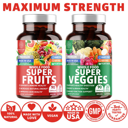 4-Pack N1N Premium Super Fruits & Veggies Supplement, 360 Caps, Whole Food & Natural Superfood for Women, Men & Kids - Packed with Aloe Vera, Vitamins & Minerals, Better Than Multivitamins,100% Vegan Number One NutritionBuy Supplements Australia
