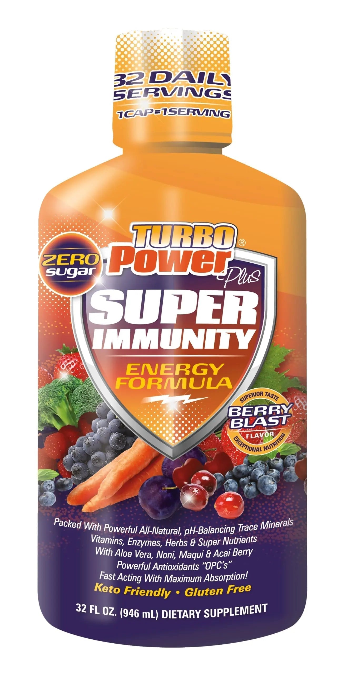 Liquid Vitamin Turbo Power Plus: 47 Vitamins, Enzymes, Vitamin D3, Vitamin A, Vitamin C, and Zinc for Men, Women, Teens, and Kids Turbo Power