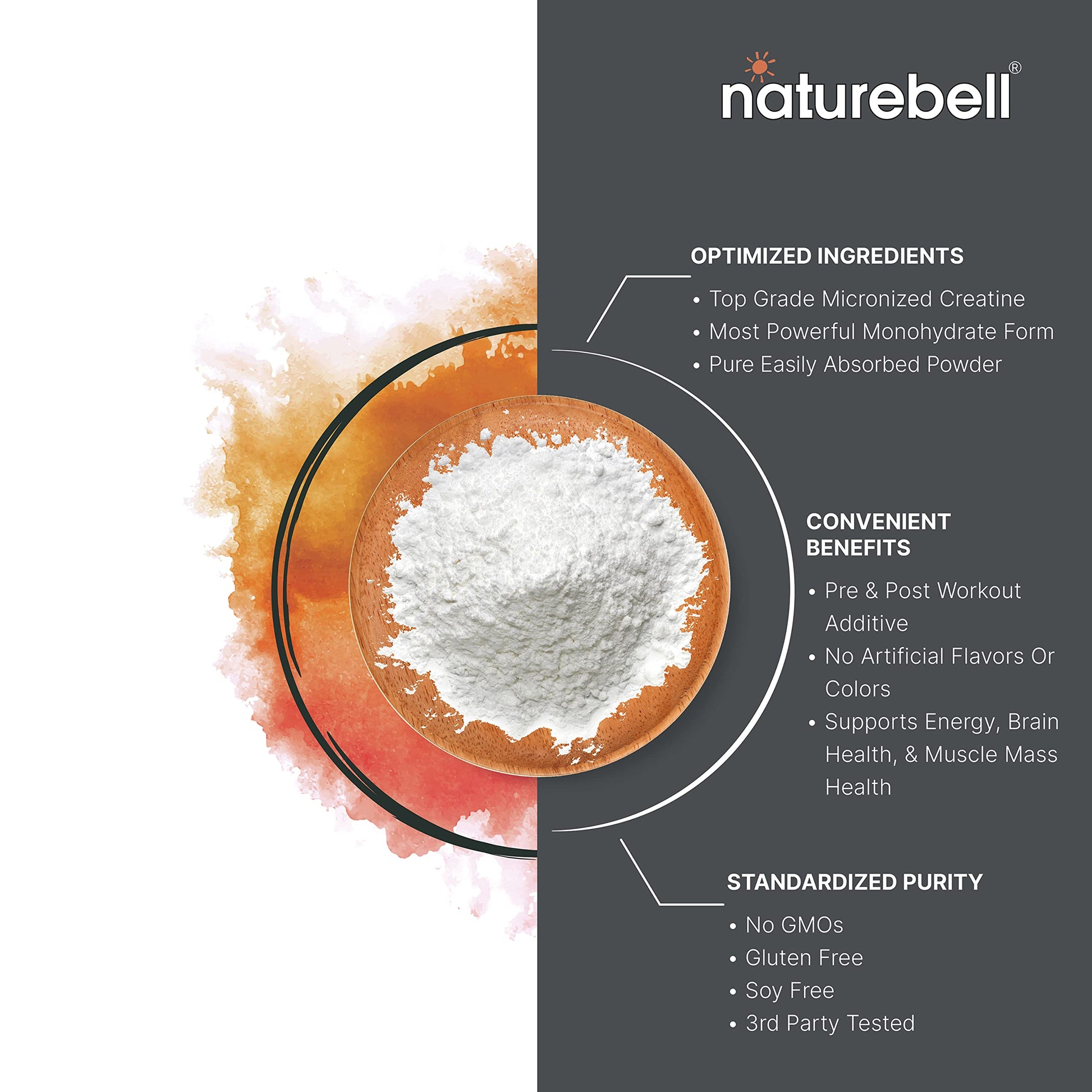 NatureBell 2 Pack Creatine Monohydrate Powder 500 Grams, 5000mg Per Serving NatureBellBuy Supplements Australia